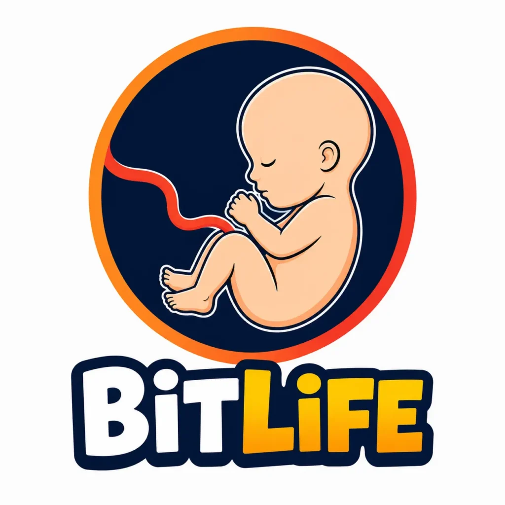 BitLife life simulation game logo with fetus illustration