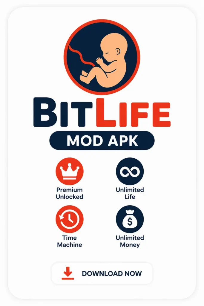 BitLife MOD APK features including premium unlocked and unlimited money
